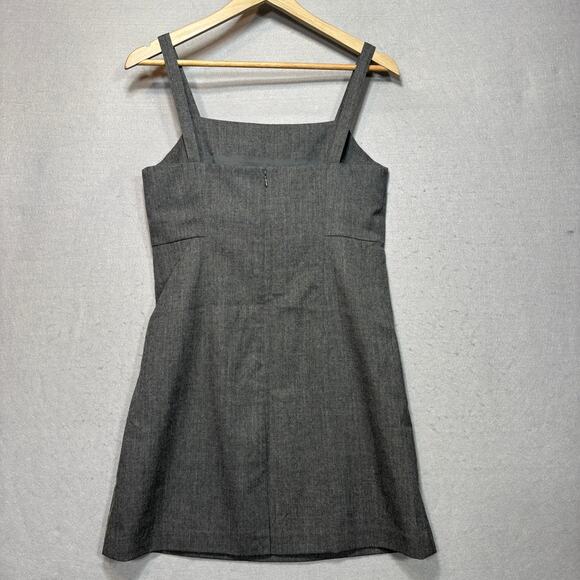 American Eagle Dress S Gray Wool Lined Embroidered Floral Cottagecore Minimalist - Picture 2 of 9